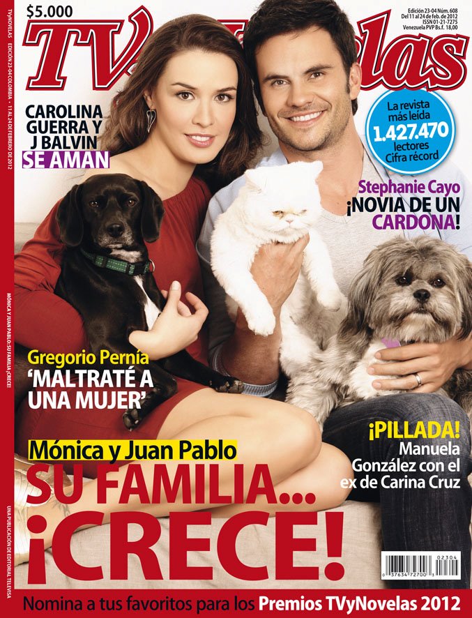 Juan Pablo Raba y Mónica Fonseca en la portada de la revista TvyNovelas